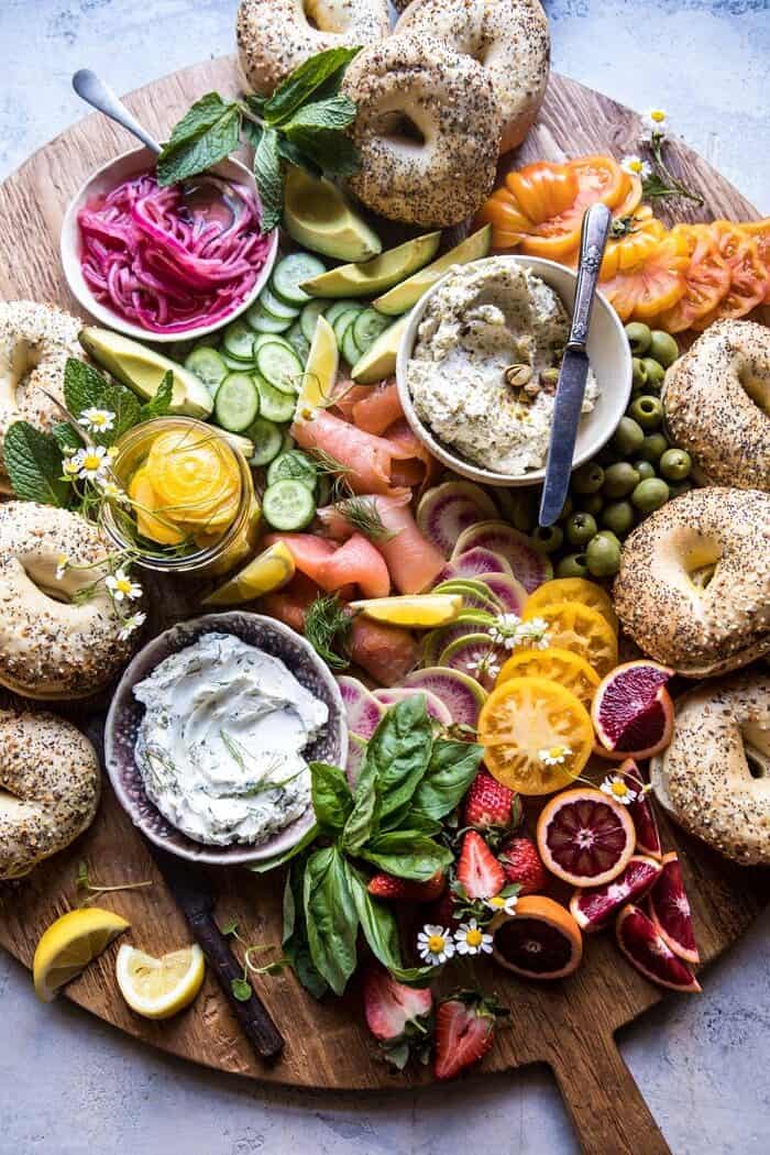Bagel and Smoked Salmon Bar | halfbakedharvest.com #brunch #spring #mothersday #easter