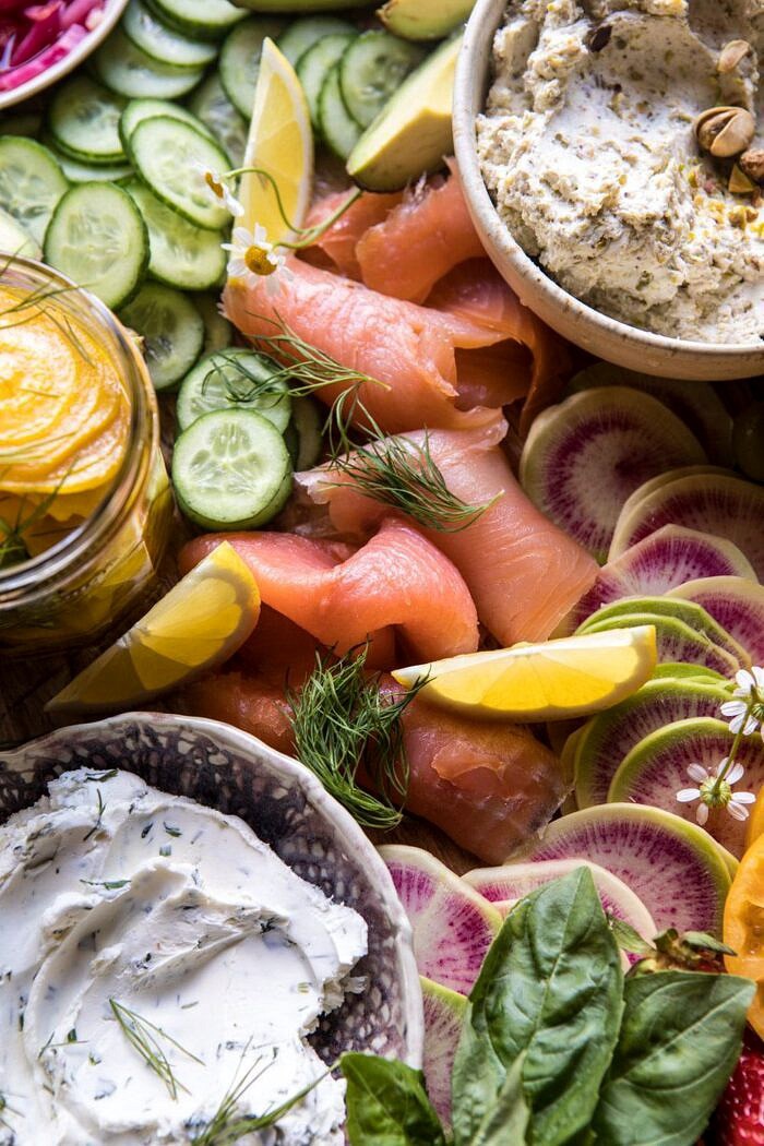 Bagel and Smoked Salmon Bar | halfbakedharvest.com #brunch #spring #mothersday #easter