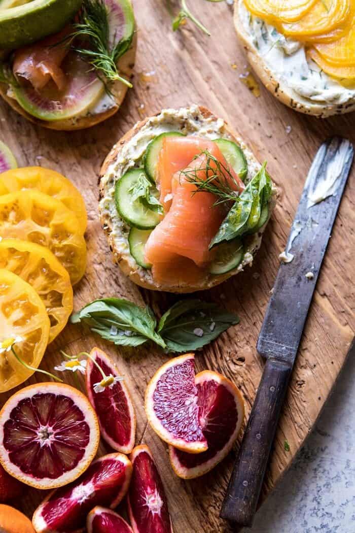Bagel and Smoked Salmon Bar | halfbakedharvest.com #brunch #spring #mothersday #easter