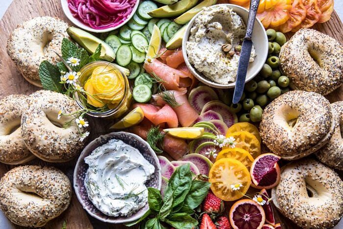 Bagel and Smoked Salmon Bar | halfbakedharvest.com #brunch #spring #mothersday #easter