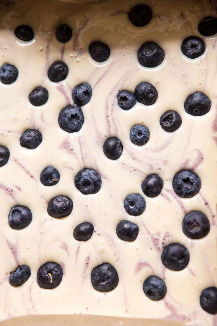 Blueberry Lemon Cheesecake Bars with Candied Lemon | halfbakedharvest.com #spring #easter #cheesecake #dessert