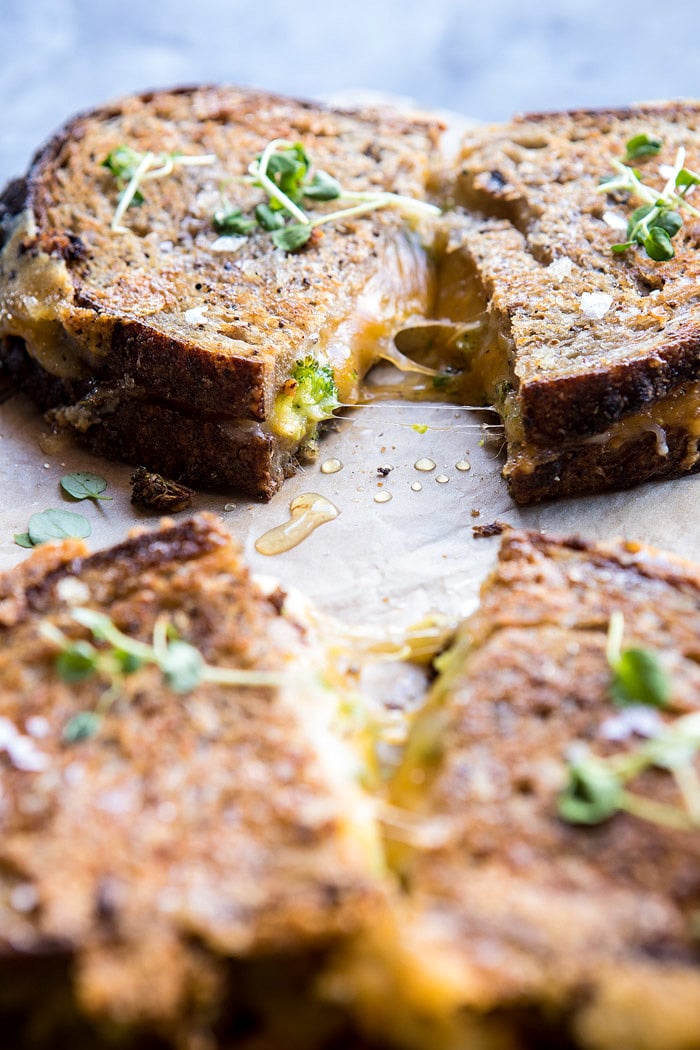 Broccoli Cheddar Melts | halfbakedharvest.com #grilledcheese #broccoli #easyrecipe