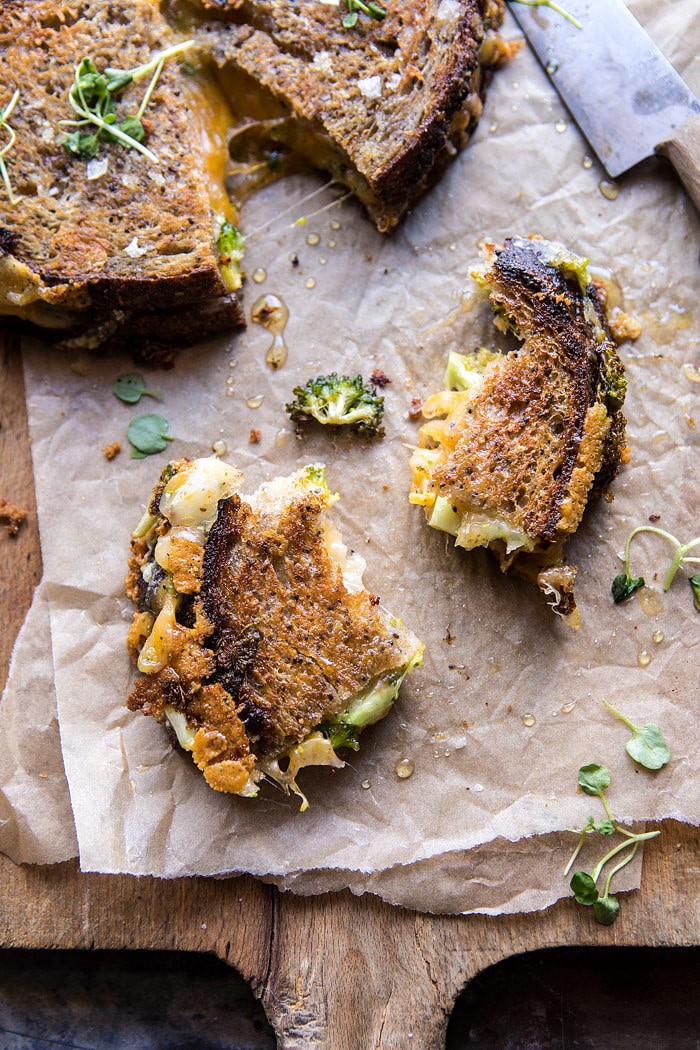Broccoli Cheddar Melts | halfbakedharvest.com #grilledcheese #broccoli #easyrecipe