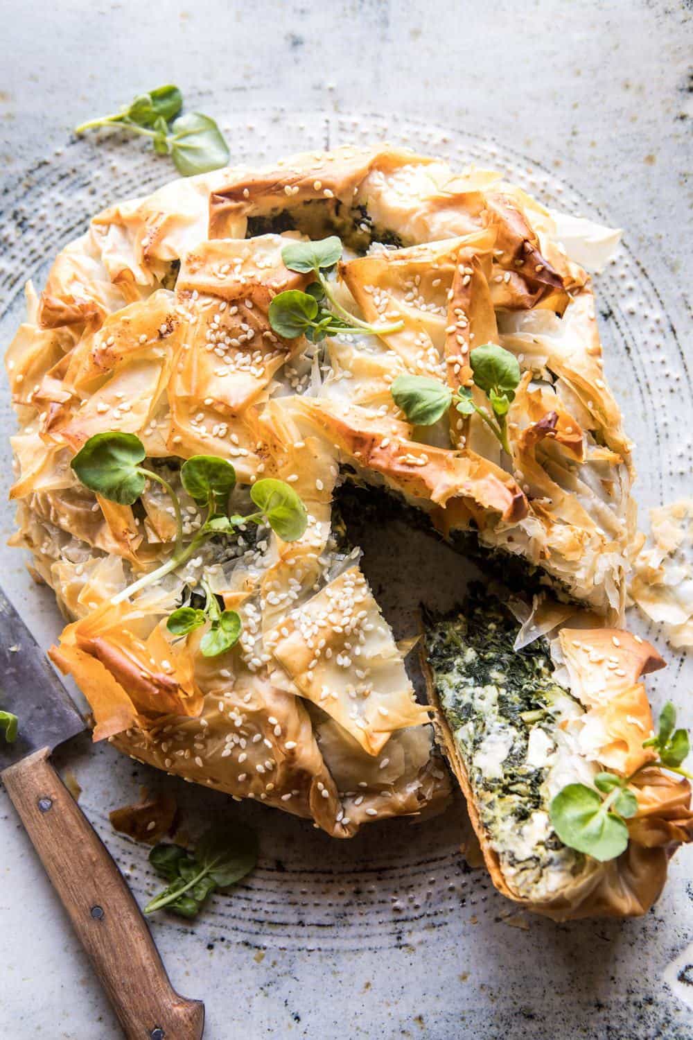 Greek Spinach and Feta Pie (Spanakopita) | halfbakedharvest.com #greek #easter #spring #spinach