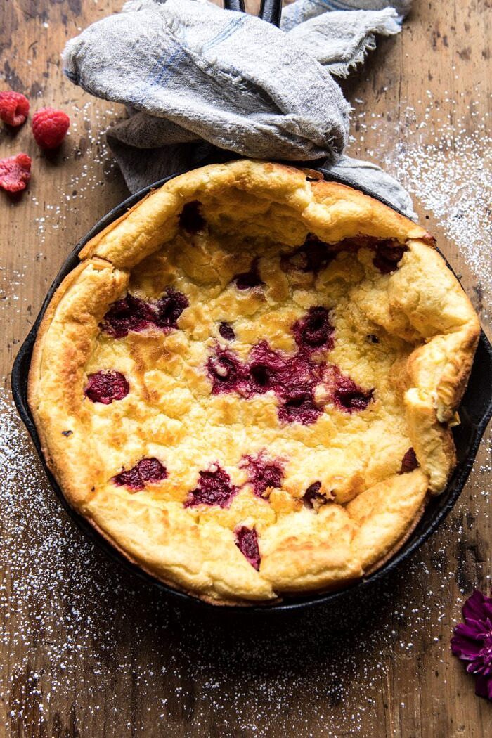 Raspberry Lemon Ricotta Dutch Baby | halfbakedharvest.com #brunch #breakfast #easter #summer #recipes
