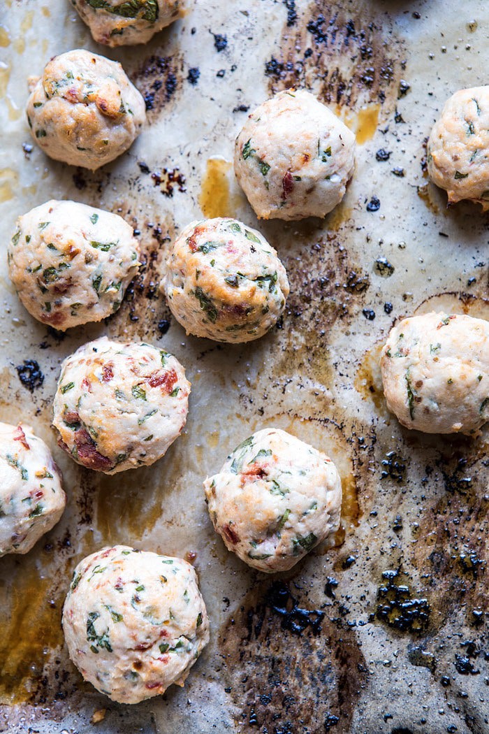 Sun-Dried Tomato and Ricotta Turkey Meatballs | halfbakedharvest.com #pasta #Italian #easy #healthy
