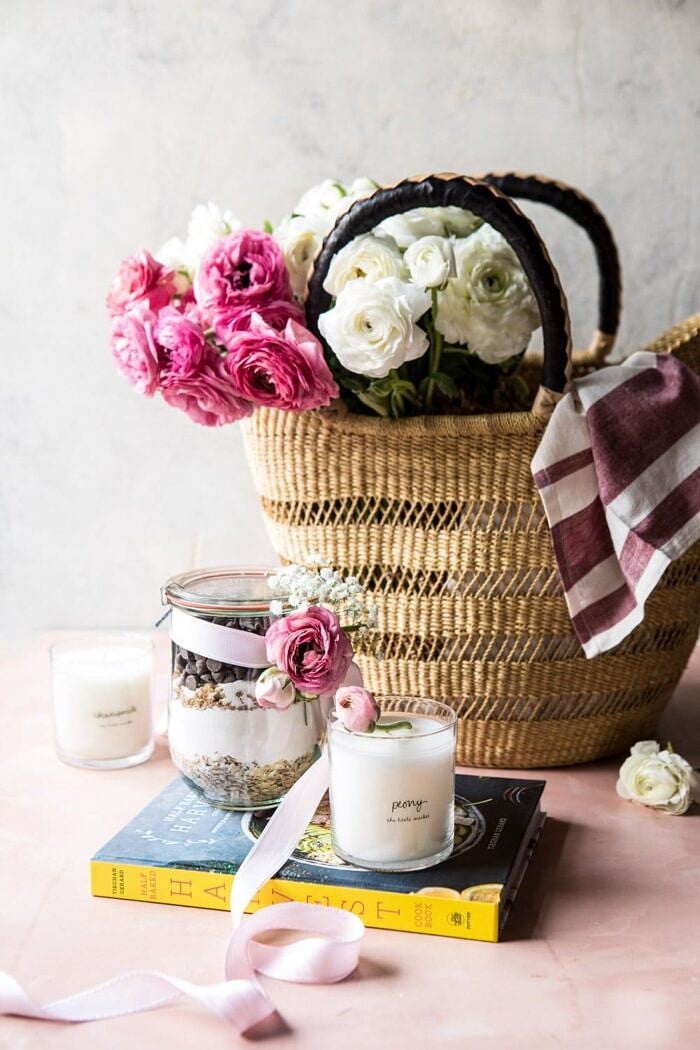 Mother's Day Oatmeal Chocolate Chip Cookie Cookbook Gift Basket | halfbakedharvest.com #mothersday #crafts