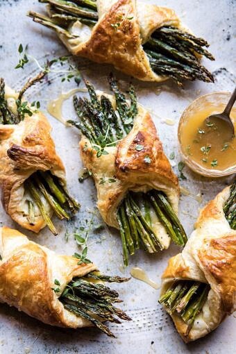 Asparagus and Brie Puff Pastry with Thyme Honey | halfbakedharvest.com #brunch #spring #recipe