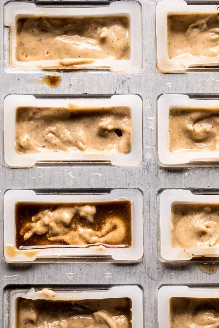 overhead prep photo Chocolate Coconut Latte Fudge Popsicles in molds