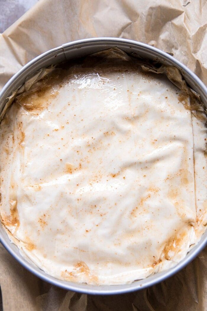 prep photo of Easy Pistachio Chocolate Baklava before baking