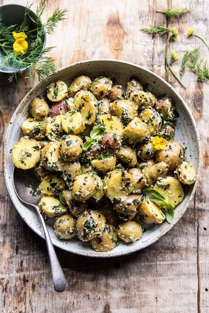 The Best Herby Potato Salad | halfbakedharvest.com #summer #easyrecipe #vegan #potatoes