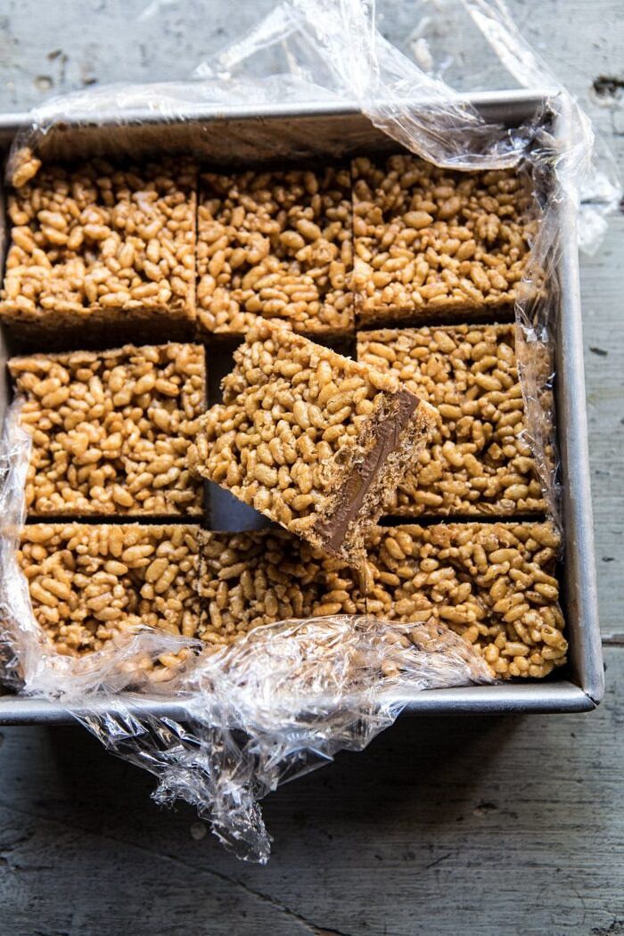 6 Ingredient Rice Krispie Treat Chocolate Ice Cream Sandwiches | halfbakedharvest.com #icecream #easyrecipes #chocolate