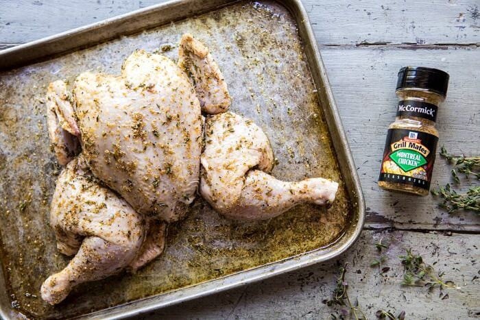 Whole Grilled Chicken with Peaches and Basil Vinaigrette | halfbakedharvest.com #chicken #easy #grilling #summer