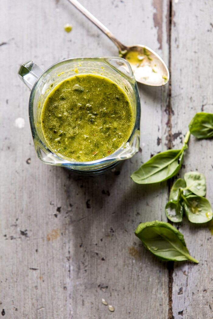 Whole Grilled Chicken with Peaches and Basil Vinaigrette | halfbakedharvest.com #chicken #easy #grilling #summer