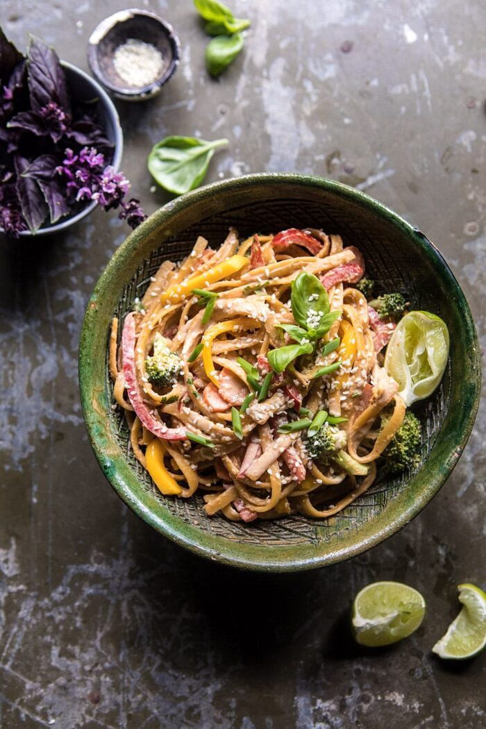 20 Minute Sesame Basil Chicken Noodles | halfbakedharvest.com #easy #healthy #summerrecipes #quick #dinner