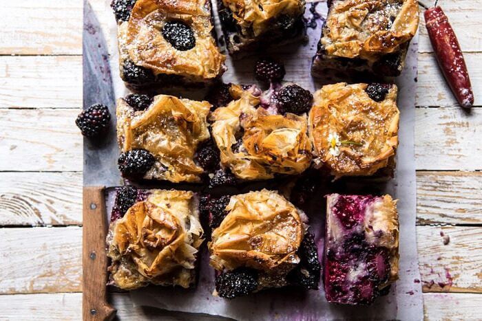 horizontal photo of Blackberry Ruffled Milk Pie 
