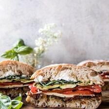 Marinated Veggie Cheese Sandwich with Sun-Dried Tomato Pesto | halfbakedharvest.com #easyrecipe #summer #sandwhich #healthyrecipes #dinner #easy #lunch
