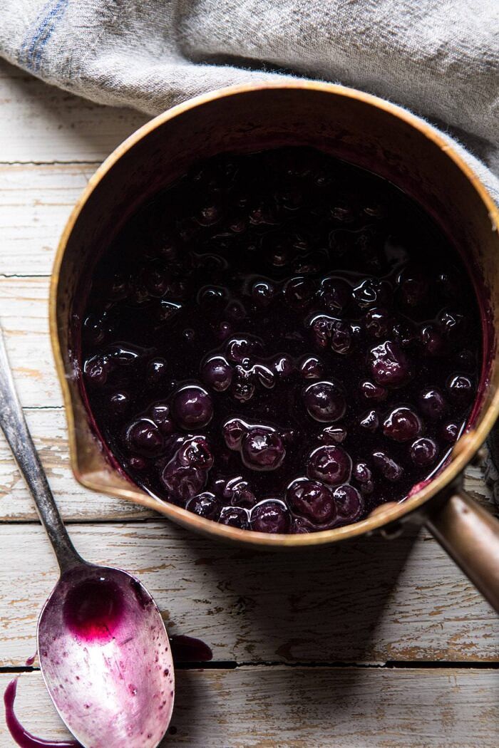 overhead photo of blueberry syrup