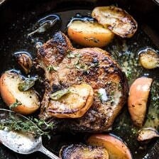 Apple Butter and Sage Pork Chops | halfbakedharvest.com #porkchops #apples #fall #autumn #easyrecipes #healthy #skilletrecipe