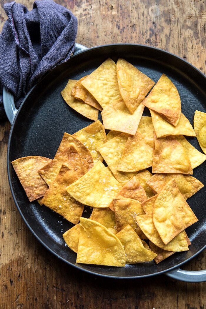 overhead photo of tortilla chips 