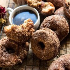 Mulled Spiced Apple Cider Doughnuts | halfbakedharvest.com #applecider #cinnamonsugar #doughnuts #applebutter #maple #fall #autumn #harvest