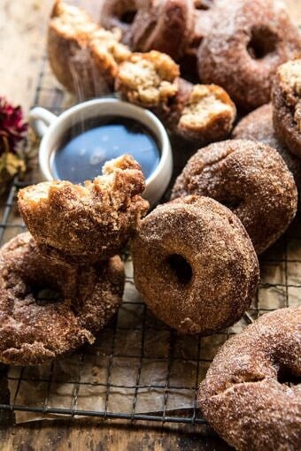 Mulled Spiced Apple Cider Doughnuts | halfbakedharvest.com #applecider #cinnamonsugar #doughnuts #applebutter #maple #fall #autumn #harvest