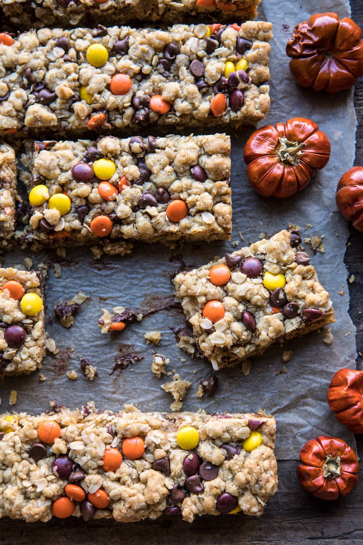 Monster Oatmeal Chocolate Chip Cookie Bars | halfbakedharvest.com #cookies #fall #autumn #halloween #thanksgiving #chocolate #easyrecipes