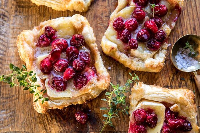 horizontal photo of Cranberry Brie Pastry Tarts