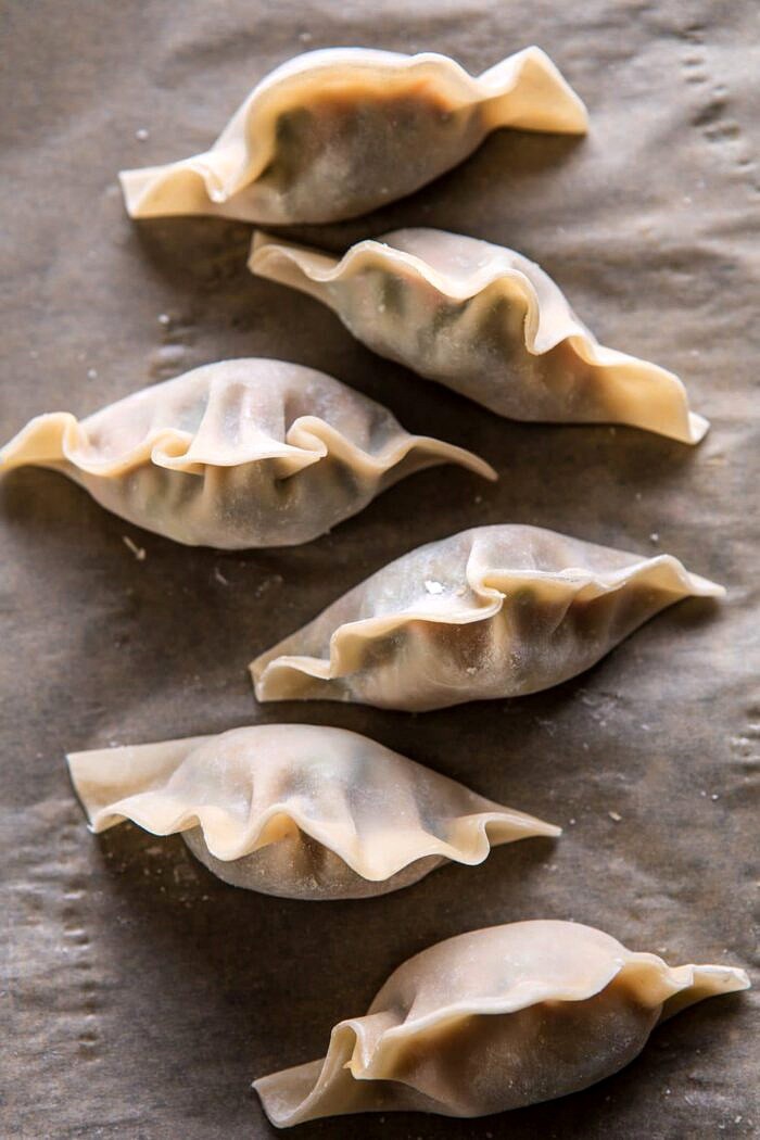 Ginger Sesame Chicken Potstickers before cooking