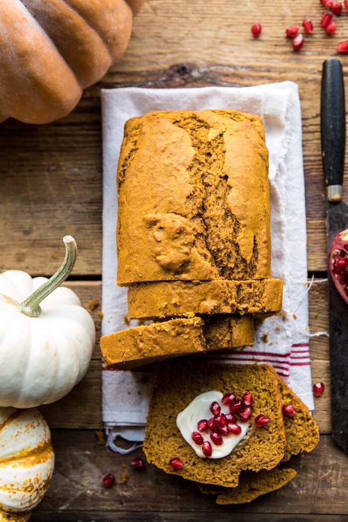 overhead photo of Healthy Pumpkin Ginger Bread