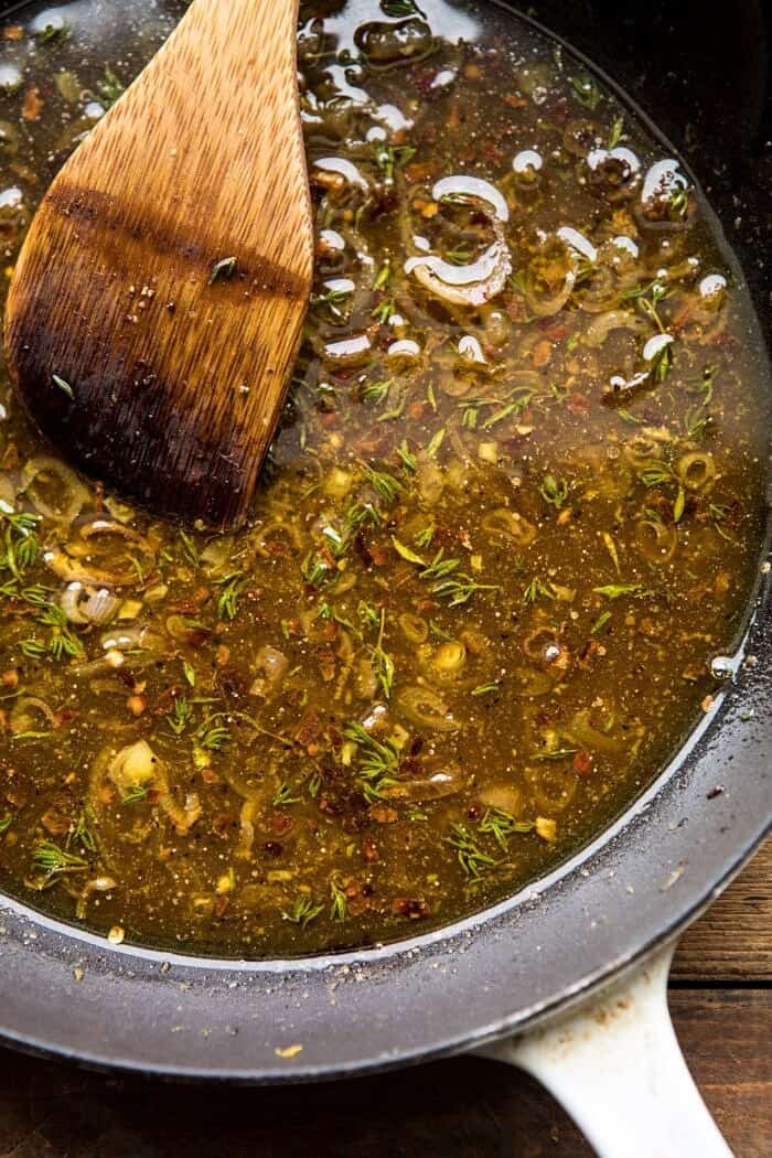 overhead photo of Warm Cider Vinaigrette 