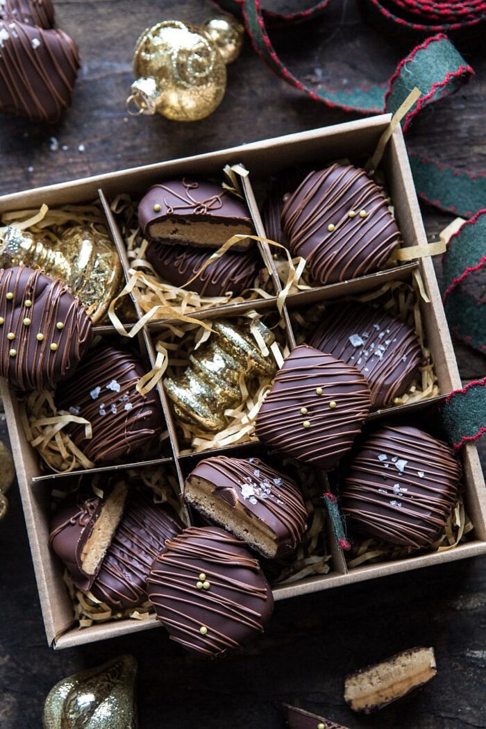 close up overhead photo of Slice n' Bake Chocolate Covered Peanut Butter Cookies 