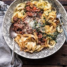 Slow Cooker Vodka Bolognese Pasta | halfbakedharvest.com #pasta #italian #bolognese #slowcooker