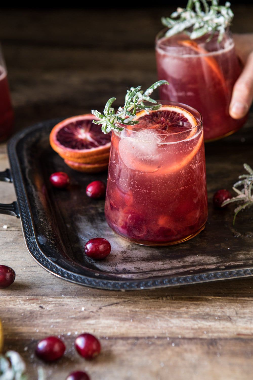 Spiced Cranberry Rosé Spritzers | halfbakedharvest.com #cocktails #thanksgiving #christmas #holiday #easyrecipes #punch