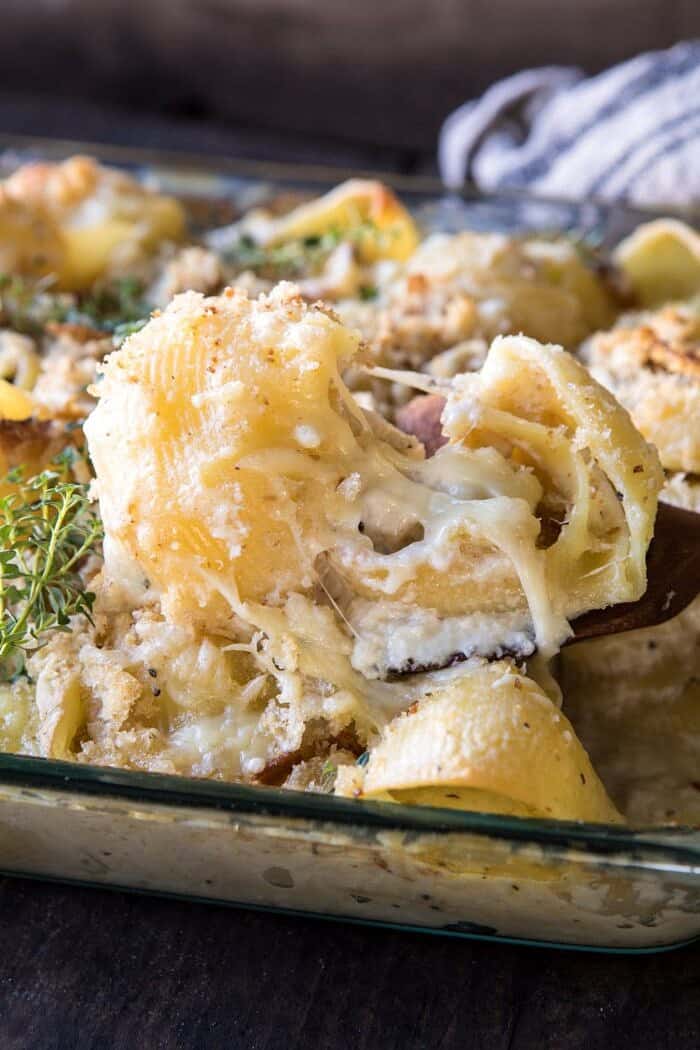 side angle photo of Baked Brie Mac and Cheese