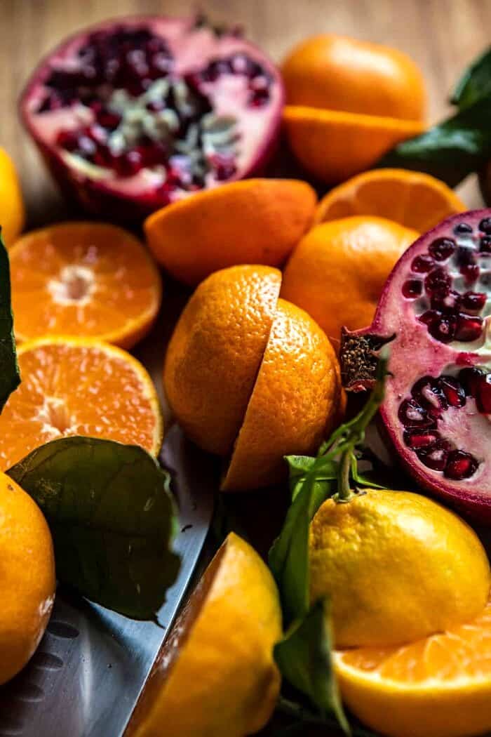 raw citrus and pomegranates