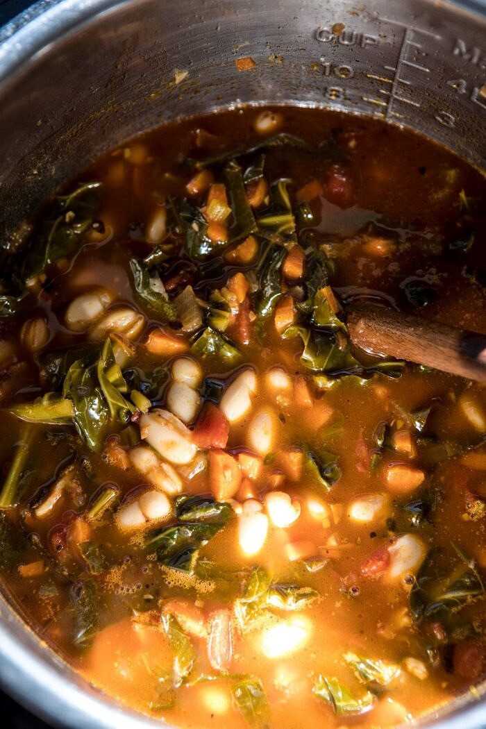 Instant Pot Pasta e Fagioli in instant pot after cooking