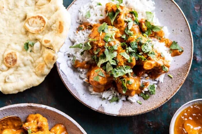 horizontal photo of Indian Coconut Butter Cauliflower 