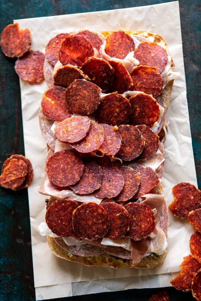 pepperoni on bread before baking 