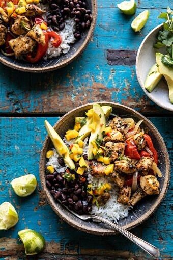 Sheet Pan Cuban Chicken and Black Bean Rice Bowl | halfbakedharvest.com #sheetpan #healthy #chicken #bowlrecipes #quick #easy