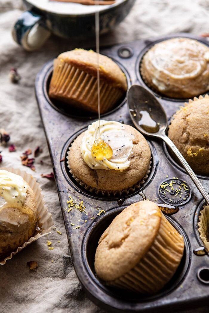 Vanilla Chai Lemon Ricotta Muffins | halfbakedharvest.com #breakfast #brunch #healthyrecipes #lemon #winter #chai