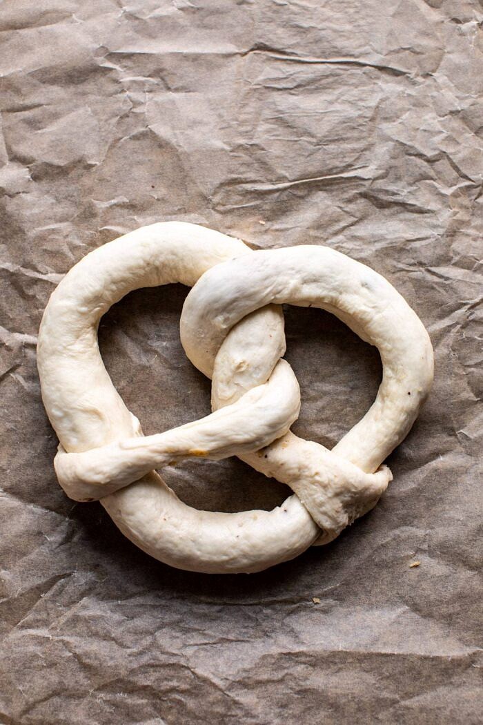 Chocolate Chip Cookie Stuffed Soft Pretzel before baking