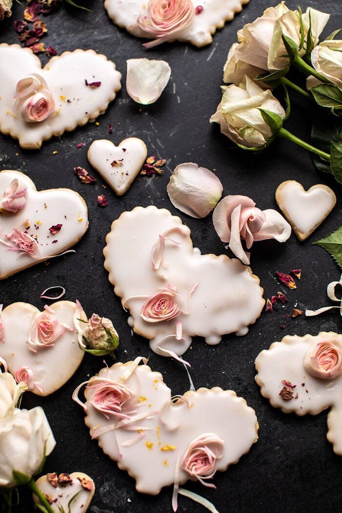 Lemon Rose Shortbread Cookies | halfbakedharvest.com #cookies #valentinesdays #easyrecipes #sugarcookies #dessert