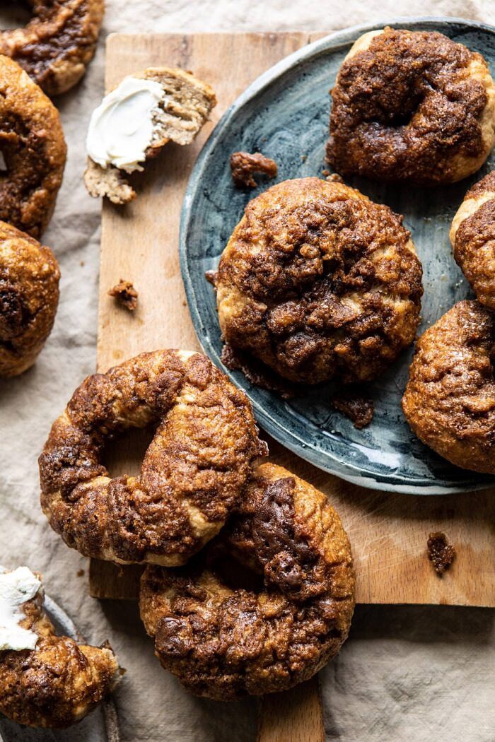 overhead photo of Homemade Cinnamon Crunch Bagels 