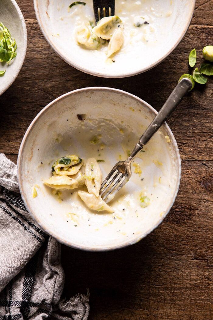 empty pasta bowl of mac and cheese