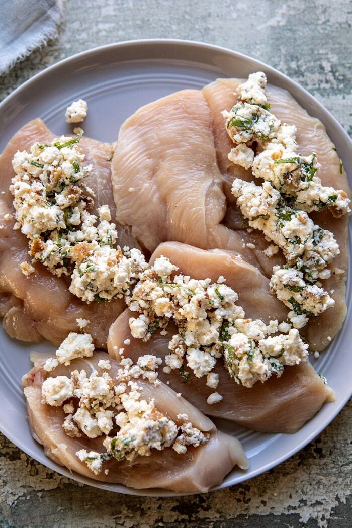 raw chicken stuffed with goat cheese