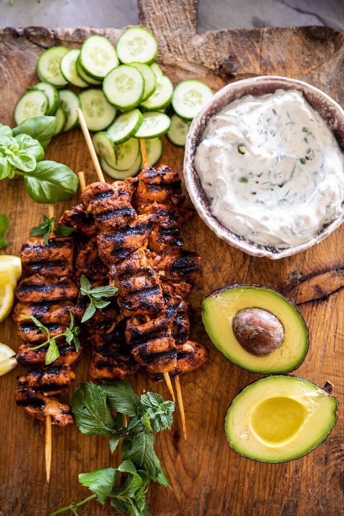 Greek Lemon Chicken Bowls with Sizzled Mint Goddess Sauce | halfbakedharvest.com #chicken #grilled #healthyrecipes #easyrecipes