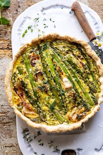 Asparagus and Brie Quiche | halfbakedharvest.com #quiche #brunch #springrecipes #easter
