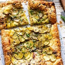 Cheesy Potato Chive Galette | halfbakedharvest.com #potato #cheese #easyrecipes #appetizer #Easter #spring