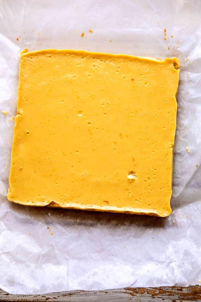 Creamy Lemon Bars before cutting